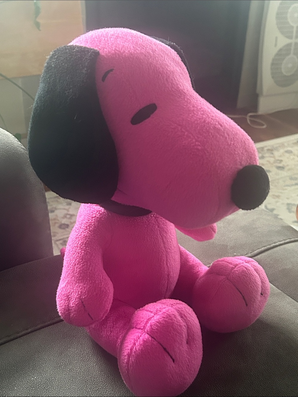 Rare Peanut Snoopy  Pink & Black Plush Dog introduced in Cedar Point Ohio